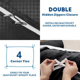 2 Piece Hotel Soft Microfiber Quilt Cover Set-2000TC Duvet/Donna Cover Set & Pillowcases -1 Quilt Cover Zipper Closure & 1 x Pillowcases-Breathable Bedding - Wrinkle, Fade, Stain Resistant(Black,King Single)