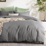2 Piece Hotel Soft Microfiber Quilt Cover Set-2000TC Duvet/Donna Cover Set & Pillowcases -1 Quilt Cover Zipper Closure & 1 x Pillowcases-Breathable Bedding - Wrinkle, Fade, Stain Resistant(Grey,King Single)