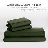 2 Piece Hotel Soft Microfiber Quilt Cover Set-2000TC Duvet/Donna Cover Set & Pillowcases -1 Quilt Cover Zipper Closure & 1 x Pillowcases-Breathable Bedding - Wrinkle, Fade, Stain Resistant(Olive green,King Single)