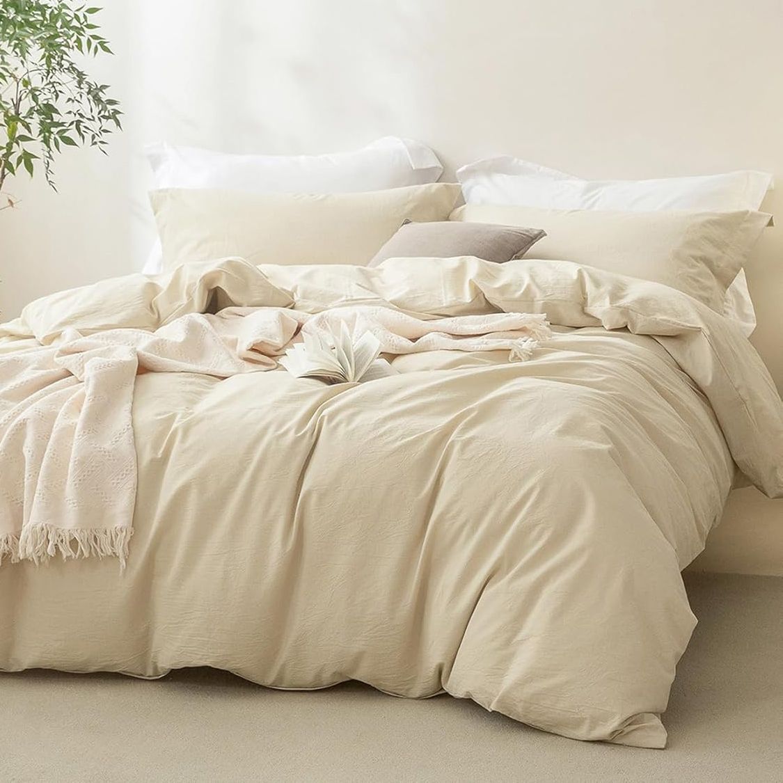 2 Piece Hotel Soft Microfiber Quilt Cover Set-2000TC Duvet/Donna Cover Set & Pillowcases -1 Quilt Cover Zipper Closure & 1 x Pillowcases-Breathable Bedding - Wrinkle, Fade, Stain Resistant(Cream White,King Single)