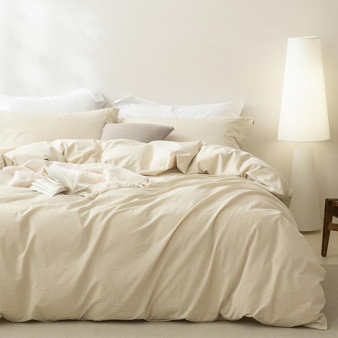 2 Piece Hotel Soft Microfiber Quilt Cover Set-2000TC Duvet/Donna Cover Set & Pillowcases -1 Quilt Cover Zipper Closure & 1 x Pillowcases-Breathable Bedding - Wrinkle, Fade, Stain Resistant(Cream White,King Single)