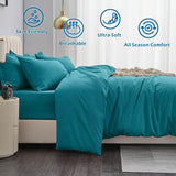 2 Piece Hotel Soft Microfiber Quilt Cover Set-2000TC Duvet/Donna Cover Set & Pillowcases -1 Quilt Cover Zipper Closure & 1 x Pillowcases-Breathable Bedding - Wrinkle, Fade, Stain Resistant(Biscay blue,King Single)