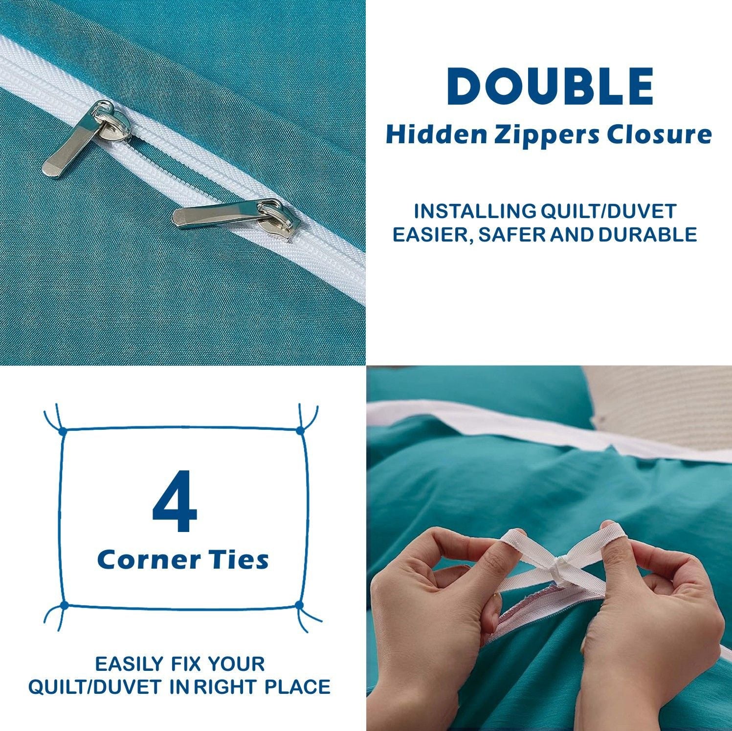 2 Piece Hotel Soft Microfiber Quilt Cover Set-2000TC Duvet/Donna Cover Set & Pillowcases -1 Quilt Cover Zipper Closure & 1 x Pillowcases-Breathable Bedding - Wrinkle, Fade, Stain Resistant(Biscay blue,King Single)