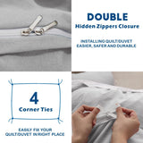 2 Piece Hotel Soft Microfiber Quilt Cover Set-2000TC Duvet/Donna Cover Set & Pillowcases -1 Quilt Cover Zipper Closure & 1 x Pillowcases-Breathable Bedding - Wrinkle, Fade, Stain Resistant(Silver-gray,King Single)