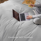 2 Piece Hotel Soft Microfiber Quilt Cover Set-2000TC Duvet/Donna Cover Set & Pillowcases -1 Quilt Cover Zipper Closure & 1 x Pillowcases-Breathable Bedding - Wrinkle, Fade, Stain Resistant(Silver-gray,King Single)