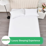 2 Piece Fitted Sheet Set- Fitted Sheet & Pillowcases -Breathable Bedding - Wrinkle, Fade, Stain Resistant- 40cm Deep Pocket Fitted Bed Sheet Set(White,King Single)