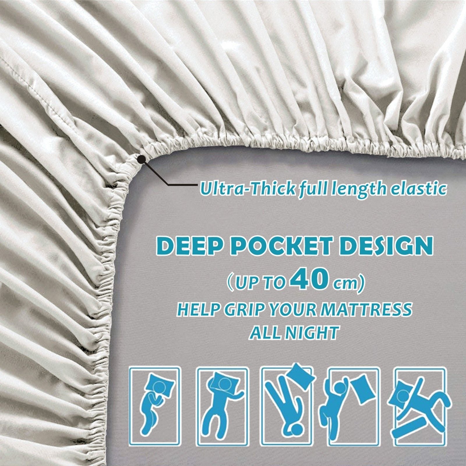 2 Piece Fitted Sheet Set- Fitted Sheet & Pillowcases -Breathable Bedding - Wrinkle, Fade, Stain Resistant- 40cm Deep Pocket Fitted Bed Sheet Set(Raw white,King Single)