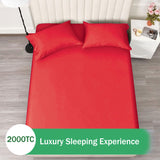 2 Piece Fitted Sheet Set- Fitted Sheet & Pillowcases -Breathable Bedding - Wrinkle, Fade, Stain Resistant- 40cm Deep Pocket Fitted Bed Sheet Set(Red,King Single)