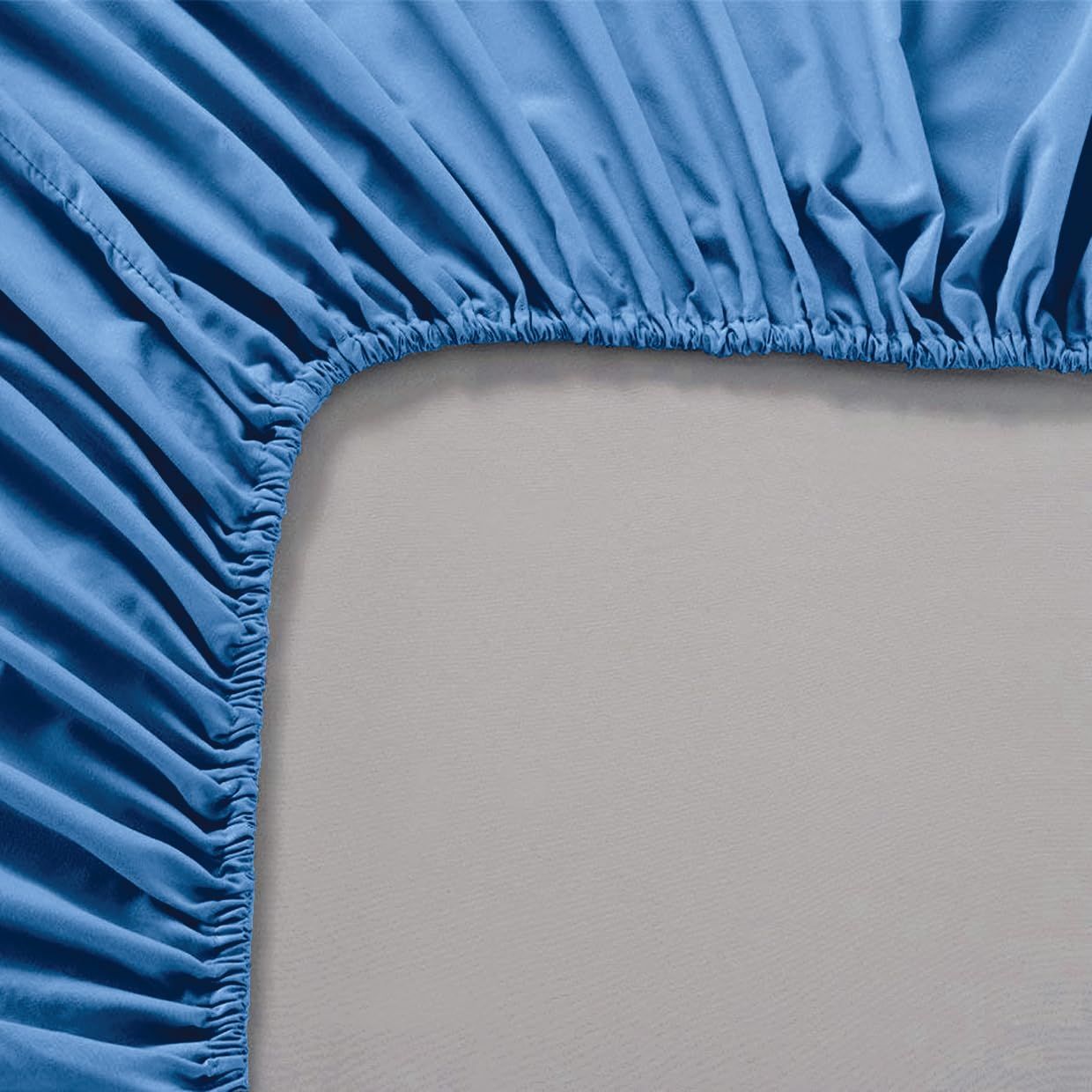 2 Piece Fitted Sheet Set- Fitted Sheet & Pillowcases -Breathable Bedding - Wrinkle, Fade, Stain Resistant- 40cm Deep Pocket Fitted Bed Sheet Set(Ocean,King Single)