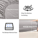 2 Piece Fitted Sheet Set- Fitted Sheet & Pillowcases -Breathable Bedding - Wrinkle, Fade, Stain Resistant- 40cm Deep Pocket Fitted Bed Sheet Set(Silver-gray,King Single)