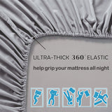 2 Piece Fitted Sheet Set- Fitted Sheet & Pillowcases -Breathable Bedding - Wrinkle, Fade, Stain Resistant- 40cm Deep Pocket Fitted Bed Sheet Set(Silver-gray,King Single)