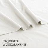 3 Piece Bed Sheet Set- Bedding Sheets & Pillowcases -Breathable Bedding - Wrinkle, Fade, Stain Resistant-Deep Pocket Flat Fitted Bed Sheet Set(Raw white,King Single)
