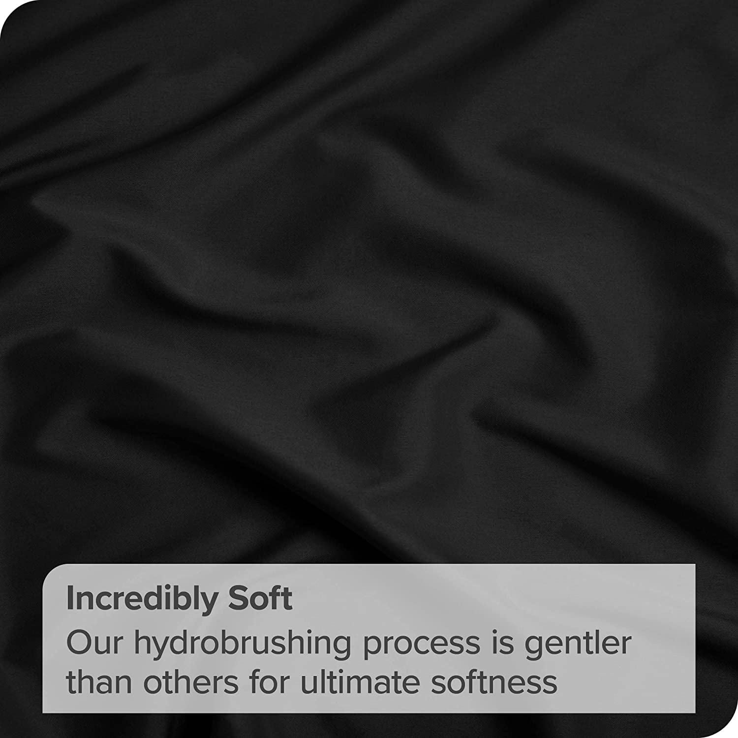 3 Piece Bed Sheet Set- Bedding Sheets & Pillowcases -Breathable Bedding - Wrinkle, Fade, Stain Resistant-Deep Pocket Flat Fitted Bed Sheet Set(Black,King Single)