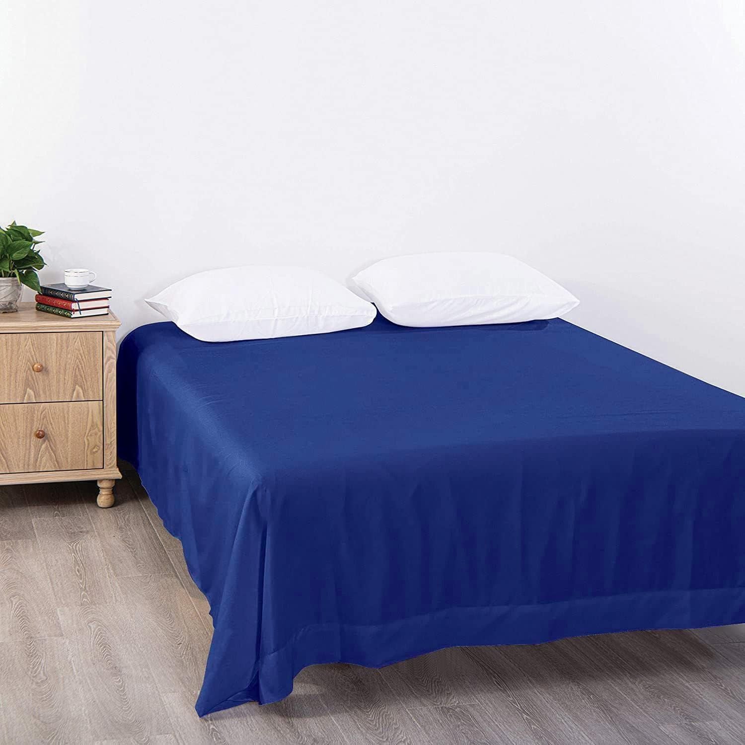 Elegant Comfort Premium Hotel Quality 1-Piece King Single Flat Sheet, Luxury and Softest 2000 Thread Count Bedding Flat Sheet(King Single,Royal blue)