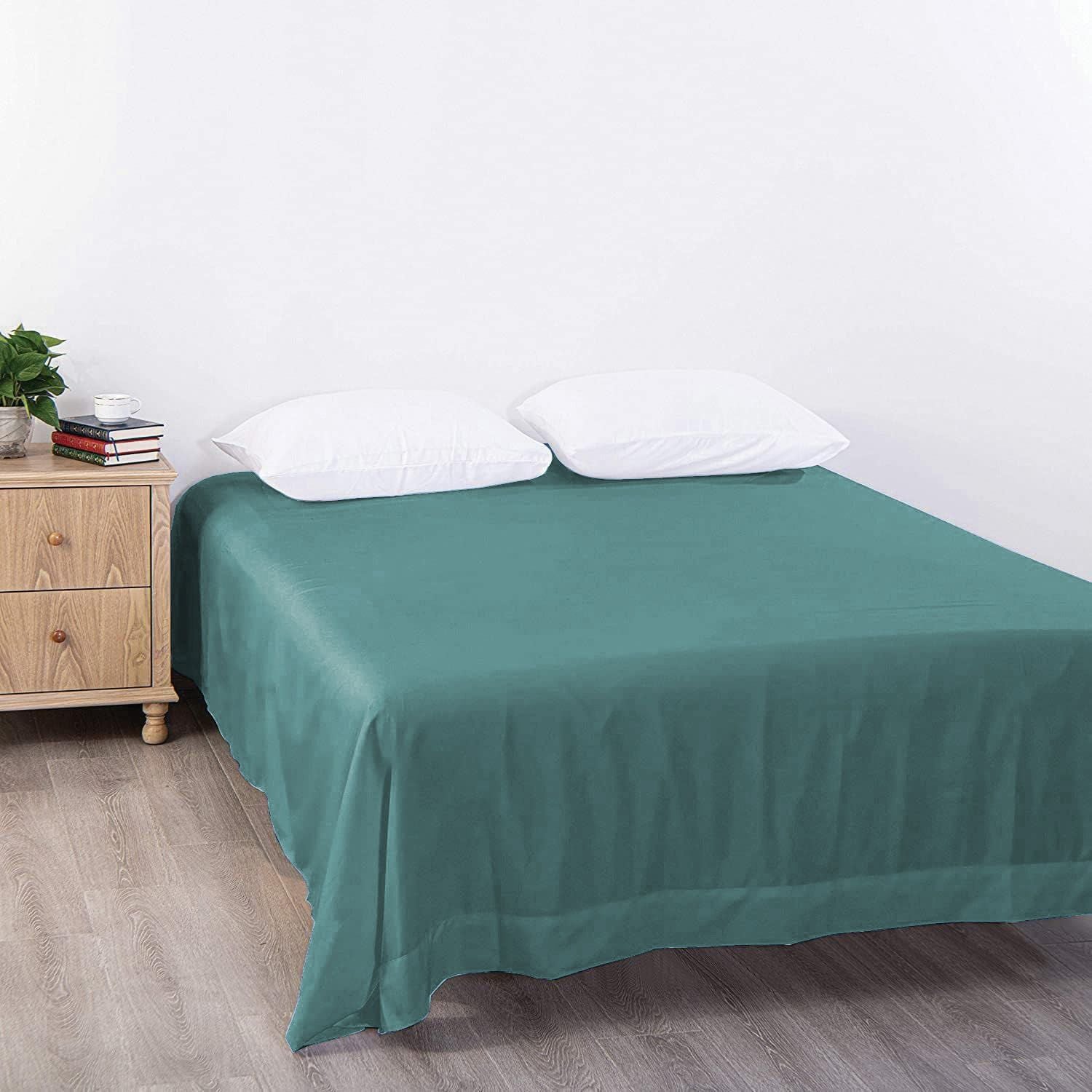 Elegant Comfort Premium Hotel Quality 1-Piece King Single Flat Sheet, Luxury and Softest 2000 Thread Count Bedding Flat Sheet(King Single,Biscay blue)