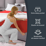 Hotel Quality Fitted Sheet - 1 Piece Fitted Sheet  -Breathable Bedding - Wrinkle, Fade, Stain Resistant- 16inch/40cm Deep Pocket Fitted Bed Sheet-Wrinkle and Fade Resistant,(Red,King Single)