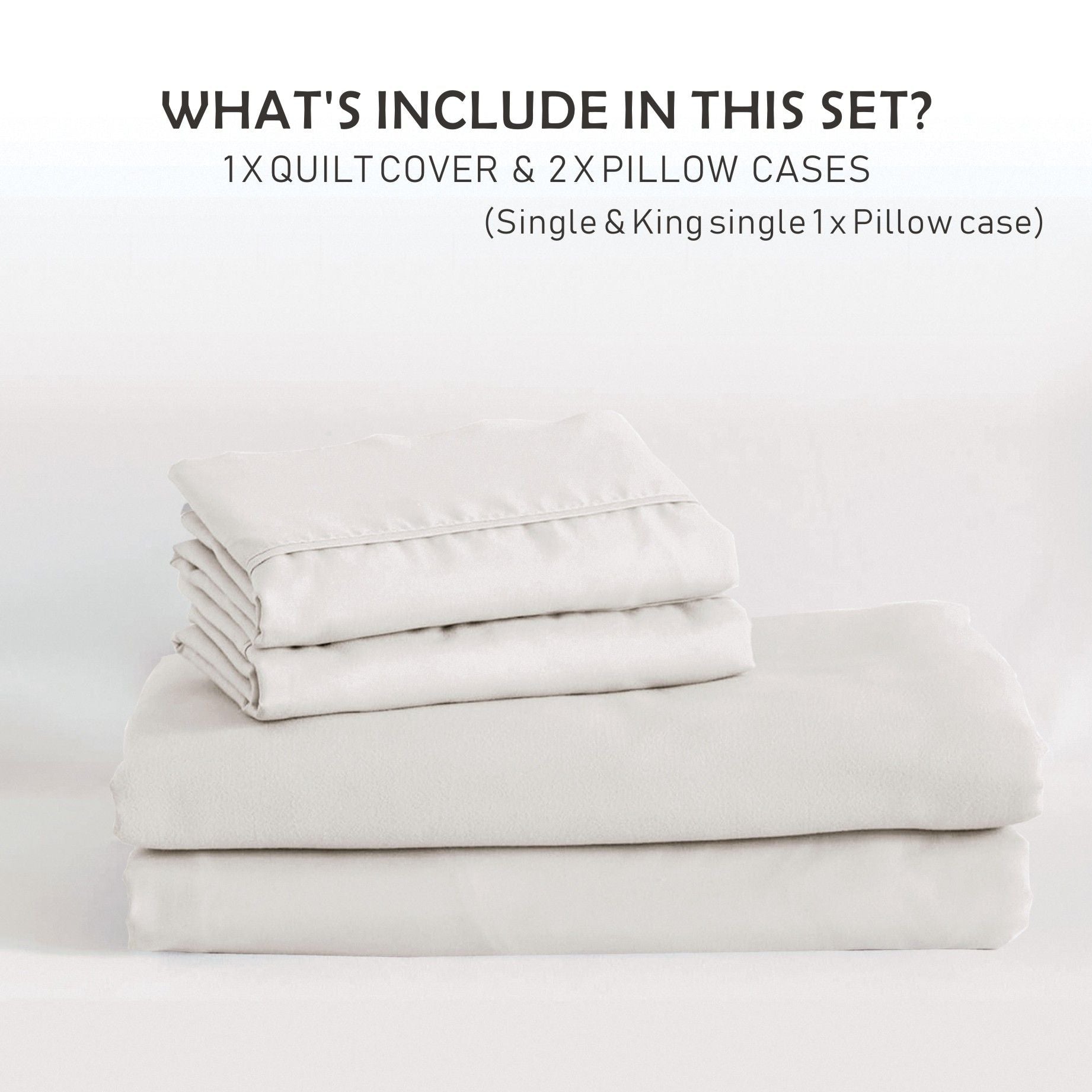 3 Piece Hotel Soft Microfiber Quilt Cover Set-2000TC Duvet/Donna Cover Set & Pillowcases -1 Quilt Cover Zipper Closure & 1 x Pillowcases-Breathable Bedding - Wrinkle, Fade, Stain Resistant(Raw white,Queen)