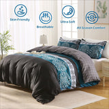 3 Piece Hotel Soft Microfiber Quilt Cover Set-2000TC Duvet/Donna Cover Set & Pillowcases -1 Quilt Cover Zipper Closure & 1 x Pillowcases-Breathable Bedding - Wrinkle, Fade, Stain Resistant(Bohemian,Queen)