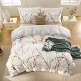 3 Piece Hotel Soft Microfiber Quilt Cover Set-2000TC Duvet/Donna Cover Set & Pillowcases -1 Quilt Cover Zipper Closure & 1 x Pillowcases-Breathable Bedding - Wrinkle, Fade, Stain Resistant(Marble Gleam,Queen)