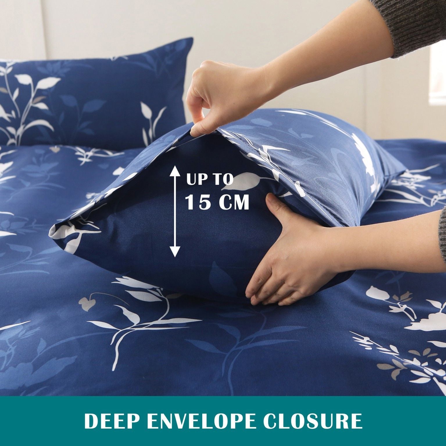 3 Piece Hotel Soft Microfiber Quilt Cover Set-2000TC Duvet/Donna Cover Set & Pillowcases -1 Quilt Cover Zipper Closure & 1 x Pillowcases-Breathable Bedding - Wrinkle, Fade, Stain Resistant(Navy Floral,Queen)