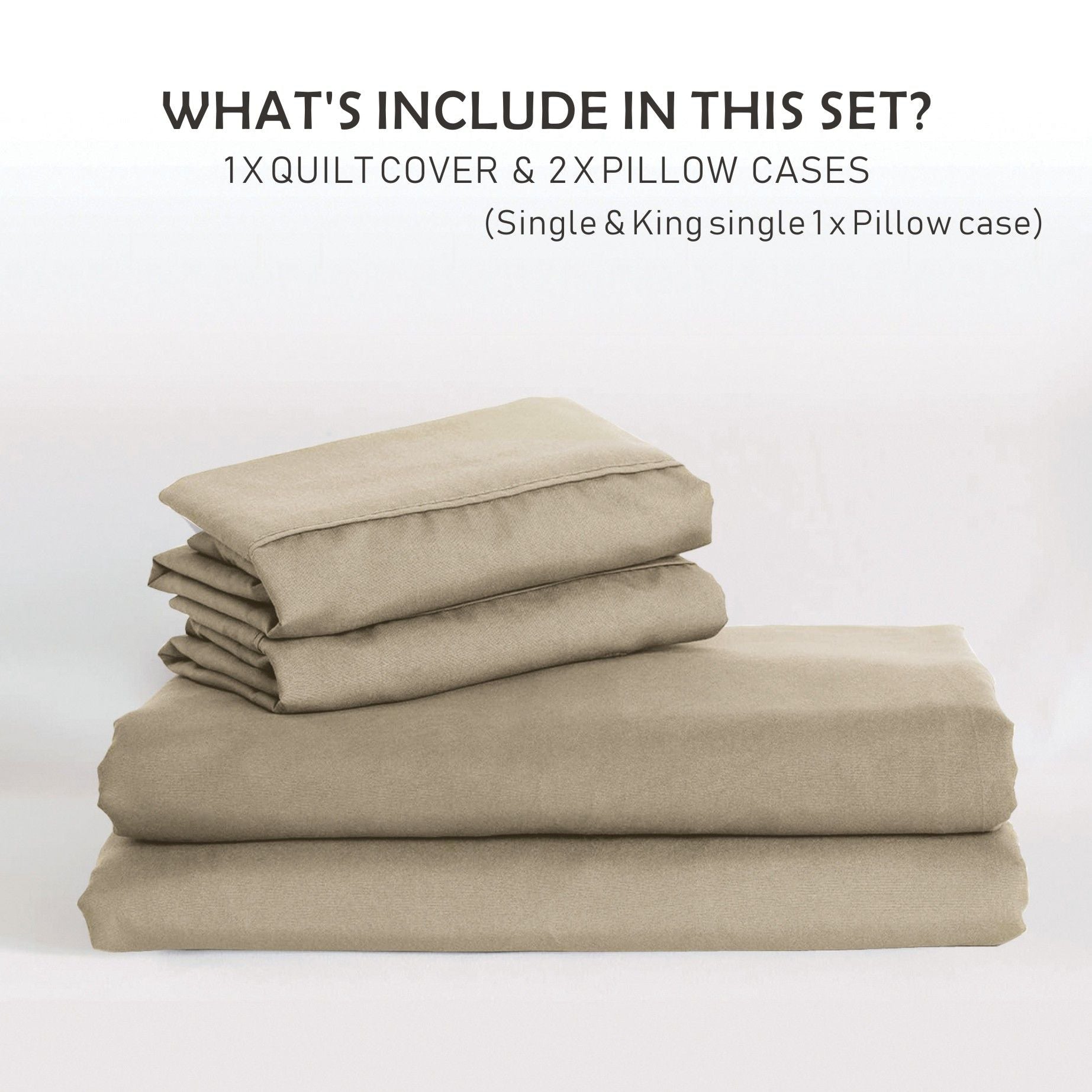 3 Piece Hotel Soft Microfiber Quilt Cover Set-2000TC Duvet/Donna Cover Set & Pillowcases -1 Quilt Cover Zipper Closure & 1 x Pillowcases-Breathable Bedding - Wrinkle, Fade, Stain Resistant(Camel Beige,Queen)
