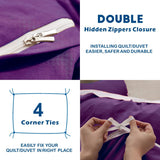 3 Piece Hotel Soft Microfiber Quilt Cover Set-2000TC Duvet/Donna Cover Set & Pillowcases -1 Quilt Cover Zipper Closure & 1 x Pillowcases-Breathable Bedding - Wrinkle, Fade, Stain Resistant(Purple,Queen)