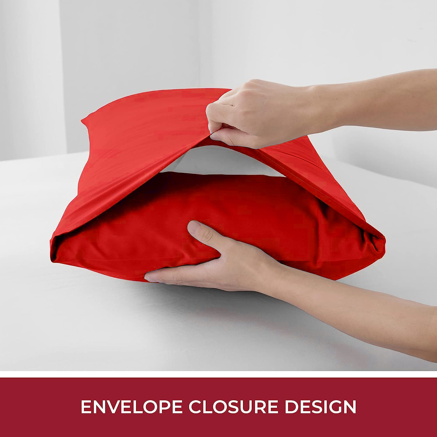 3 Piece Fitted Sheet Set- Fitted Sheet & Pillowcases -Breathable Bedding - Wrinkle, Fade, Stain Resistant- 40cm Deep Pocket Fitted Bed Sheet Set(Red,Queen)