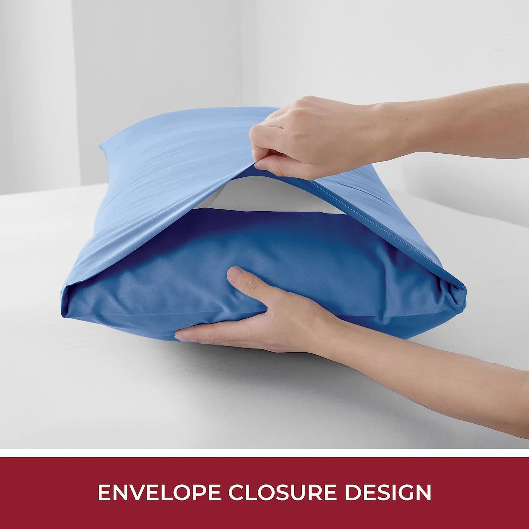 3 Piece Fitted Sheet Set- Fitted Sheet & Pillowcases -Breathable Bedding - Wrinkle, Fade, Stain Resistant- 40cm Deep Pocket Fitted Bed Sheet Set(Ocean,Queen)