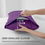 3 Piece Fitted Sheet Set- Fitted Sheet & Pillowcases -Breathable Bedding - Wrinkle, Fade, Stain Resistant- 40cm Deep Pocket Fitted Bed Sheet Set(Purple,Queen)