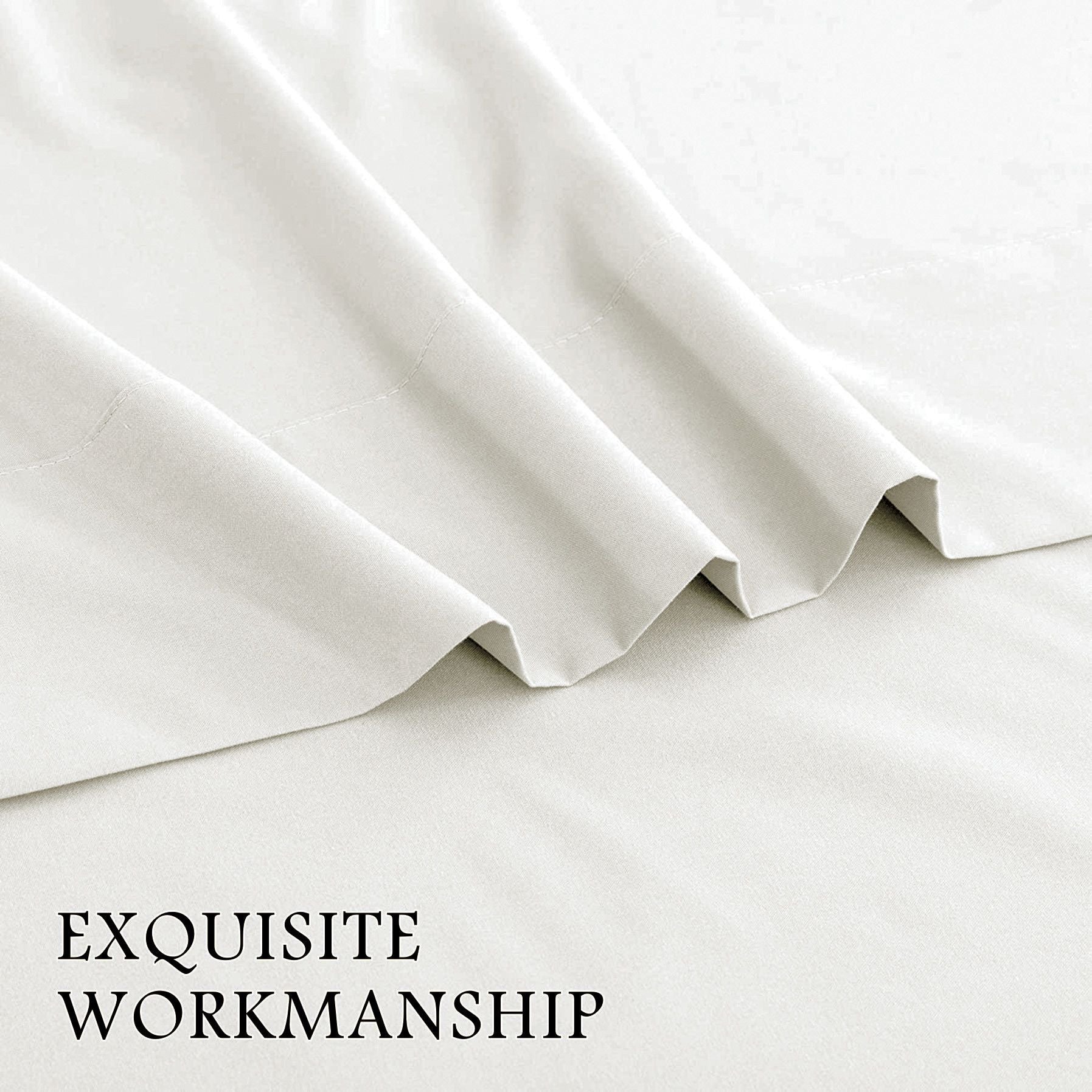 4 Piece Bed Sheet Set- Bedding Sheets & Pillowcases -Breathable Bedding - Wrinkle, Fade, Stain Resistant-Deep Pocket Flat Fitted Bed Sheet Set(Raw white,Queen)