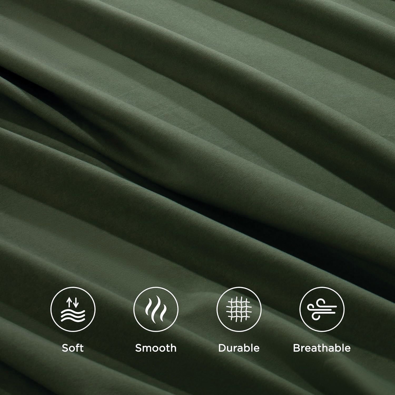 4 Piece Bed Sheet Set- Bedding Sheets & Pillowcases -Breathable Bedding - Wrinkle, Fade, Stain Resistant-Deep Pocket Flat Fitted Bed Sheet Set(Olive green,Queen)