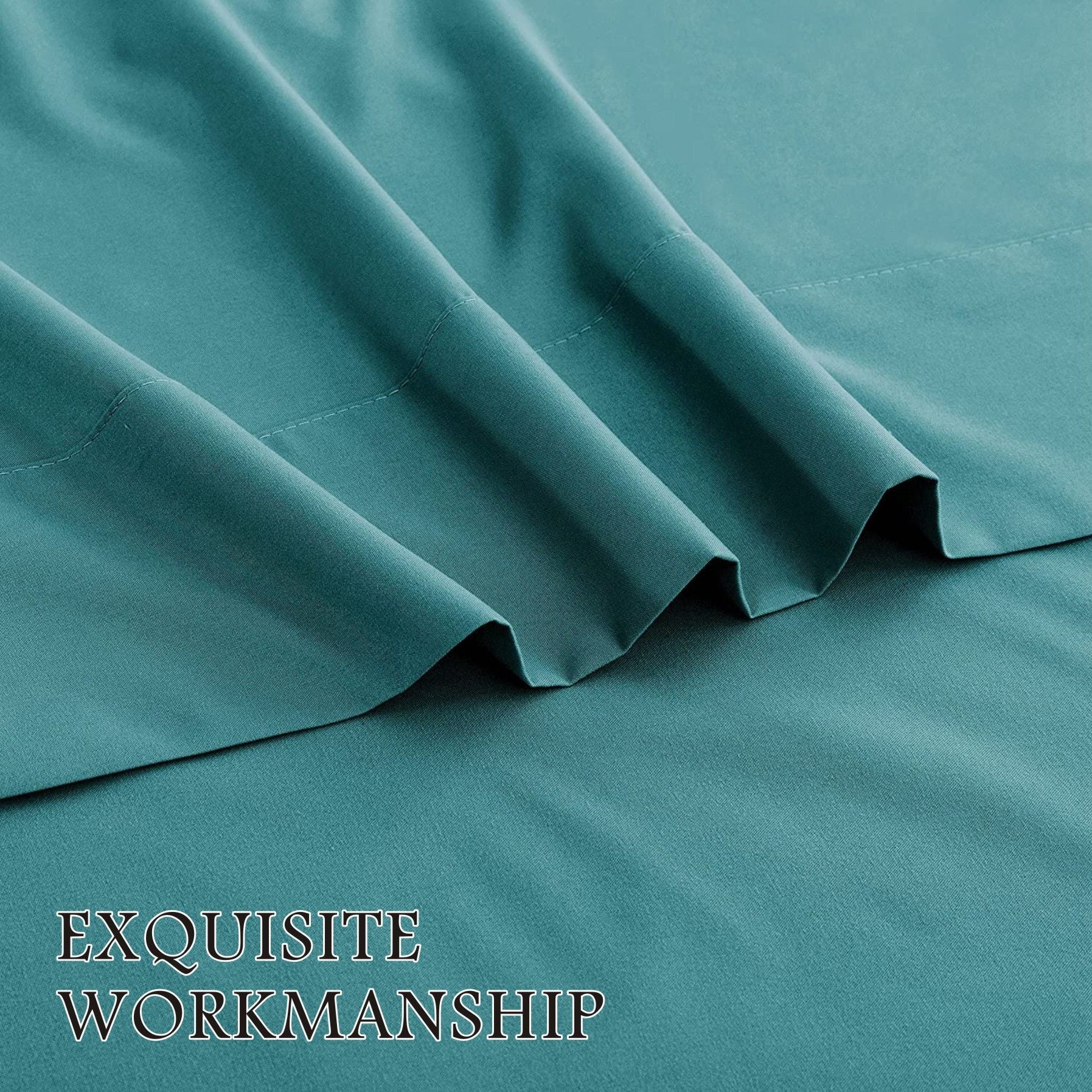 4 Piece Bed Sheet Set- Bedding Sheets & Pillowcases -Breathable Bedding - Wrinkle, Fade, Stain Resistant-Deep Pocket Flat Fitted Bed Sheet Set(Biscay blue,Queen)