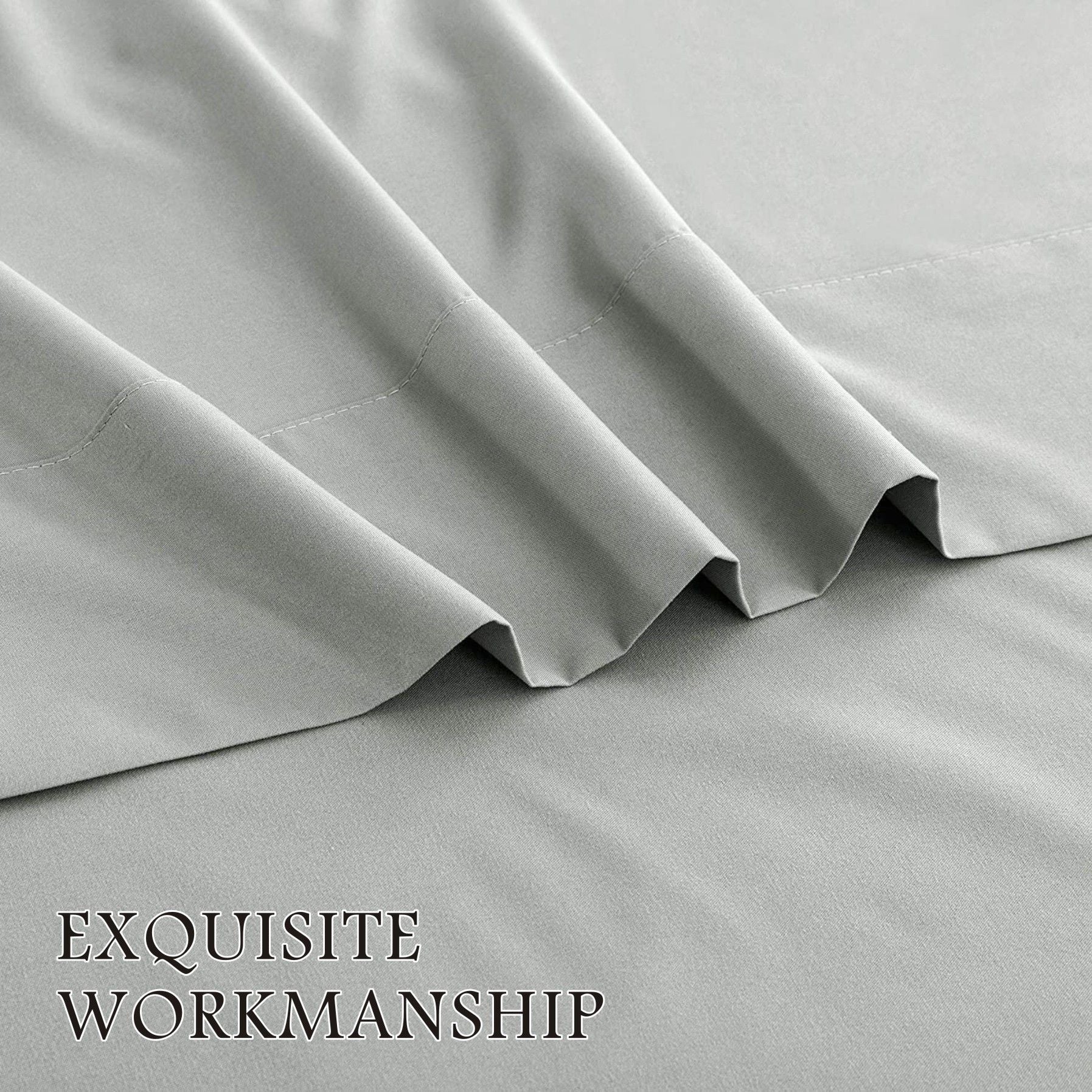 4 Piece Bed Sheet Set- Bedding Sheets & Pillowcases -Breathable Bedding - Wrinkle, Fade, Stain Resistant-Deep Pocket Flat Fitted Bed Sheet Set(Silver-gray,Queen)
