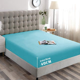 Hotel Quality Fitted Sheet - 1 Piece Fitted Sheet  -Breathable Bedding - Wrinkle, Fade, Stain Resistant- 16inch/40cm Deep Pocket Fitted Bed Sheet-Wrinkle and Fade Resistant,(Ice blue,Queen)