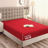 Hotel Quality Fitted Sheet - 1 Piece Fitted Sheet  -Breathable Bedding - Wrinkle, Fade, Stain Resistant- 16inch/40cm Deep Pocket Fitted Bed Sheet-Wrinkle and Fade Resistant,(Red,Queen)