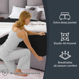 Hotel Quality Fitted Sheet - 1 Piece Fitted Sheet  -Breathable Bedding - Wrinkle, Fade, Stain Resistant- 16inch/40cm Deep Pocket Fitted Bed Sheet-Wrinkle and Fade Resistant,(Black,Queen)