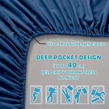 Hotel Quality Fitted Sheet - 1 Piece Fitted Sheet  -Breathable Bedding - Wrinkle, Fade, Stain Resistant- 16inch/40cm Deep Pocket Fitted Bed Sheet-Wrinkle and Fade Resistant,(Navy,Queen)