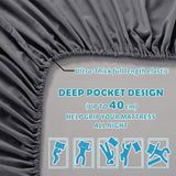 Hotel Quality Fitted Sheet - 1 Piece Fitted Sheet  -Breathable Bedding - Wrinkle, Fade, Stain Resistant- 16inch/40cm Deep Pocket Fitted Bed Sheet-Wrinkle and Fade Resistant,(Dark gray,Queen)