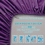 Hotel Quality Fitted Sheet - 1 Piece Fitted Sheet  -Breathable Bedding - Wrinkle, Fade, Stain Resistant- 16inch/40cm Deep Pocket Fitted Bed Sheet-Wrinkle and Fade Resistant,(Purple,Queen)