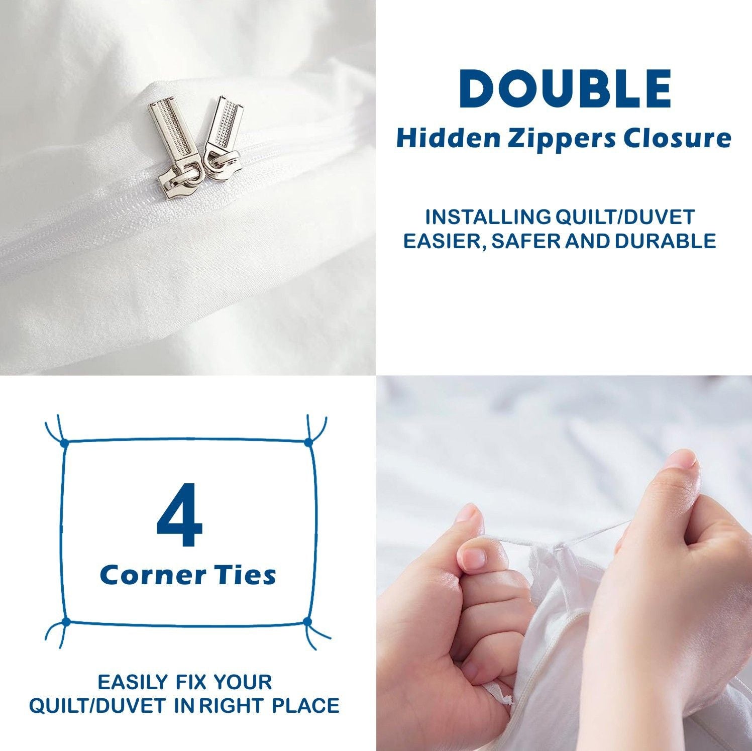 2 Piece Hotel Soft Microfiber Quilt Cover Set-2000TC Duvet/Donna Cover Set & Pillowcases -1 Quilt Cover Zipper Closure & 1 x Pillowcases-Breathable Bedding - Wrinkle, Fade, Stain Resistant(White,Single)