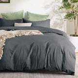 2 Piece Hotel Soft Microfiber Quilt Cover Set-2000TC Duvet/Donna Cover Set & Pillowcases -1 Quilt Cover Zipper Closure & 1 x Pillowcases-Breathable Bedding - Wrinkle, Fade, Stain Resistant(Dark gray,Single)