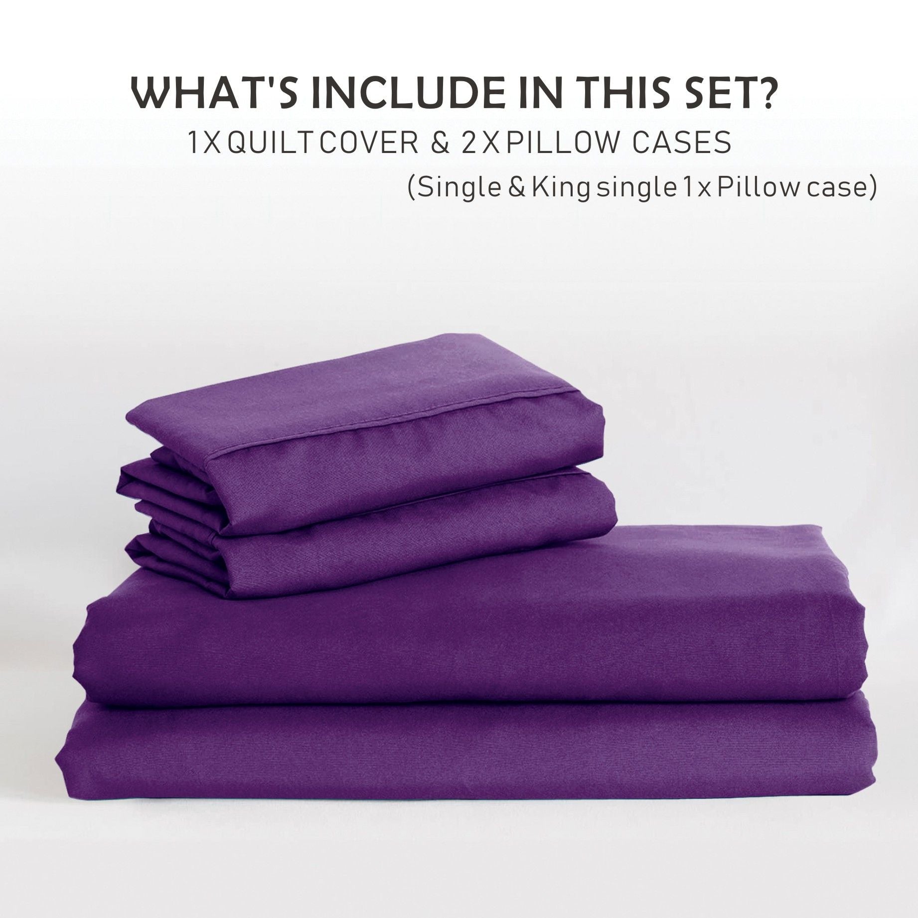 2 Piece Hotel Soft Microfiber Quilt Cover Set-2000TC Duvet/Donna Cover Set & Pillowcases -1 Quilt Cover Zipper Closure & 1 x Pillowcases-Breathable Bedding - Wrinkle, Fade, Stain Resistant(Purple,Single)