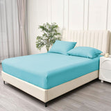 2 Piece Fitted Sheet Set- Fitted Sheet & Pillowcases -Breathable Bedding - Wrinkle, Fade, Stain Resistant- 40cm Deep Pocket Fitted Bed Sheet Set(Ice blue,Single)