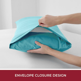 2 Piece Fitted Sheet Set- Fitted Sheet & Pillowcases -Breathable Bedding - Wrinkle, Fade, Stain Resistant- 40cm Deep Pocket Fitted Bed Sheet Set(Ice blue,Single)