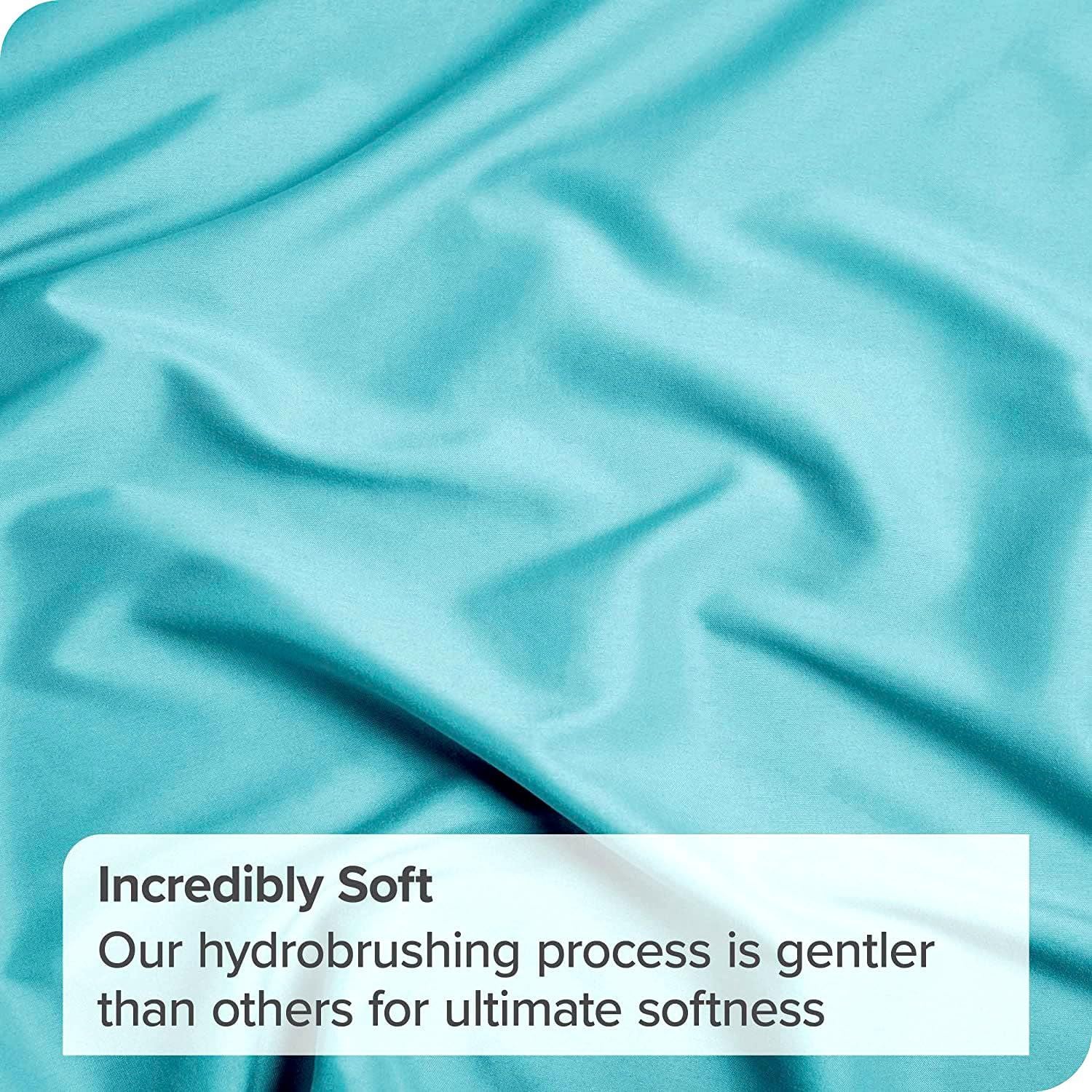 2 Piece Fitted Sheet Set- Fitted Sheet & Pillowcases -Breathable Bedding - Wrinkle, Fade, Stain Resistant- 40cm Deep Pocket Fitted Bed Sheet Set(Ice blue,Single)