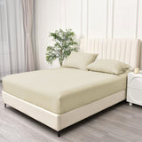 2 Piece Fitted Sheet Set- Fitted Sheet & Pillowcases -Breathable Bedding - Wrinkle, Fade, Stain Resistant- 40cm Deep Pocket Fitted Bed Sheet Set(Cream White,Single)