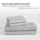 2 Piece Fitted Sheet Set- Fitted Sheet & Pillowcases -Breathable Bedding - Wrinkle, Fade, Stain Resistant- 40cm Deep Pocket Fitted Bed Sheet Set(Silver-gray,Single)