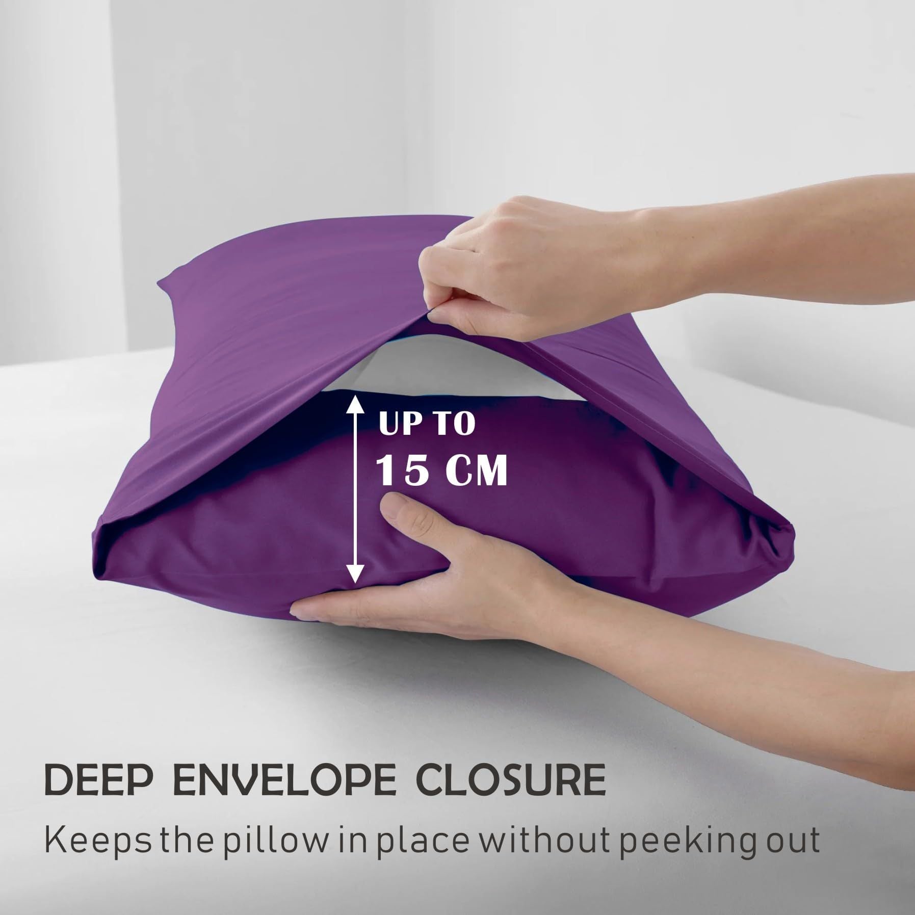 2 Piece Fitted Sheet Set- Fitted Sheet & Pillowcases -Breathable Bedding - Wrinkle, Fade, Stain Resistant- 40cm Deep Pocket Fitted Bed Sheet Set(Purple,Single)