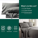 3 Piece Bed Sheet Set- Bedding Sheets & Pillowcases -Breathable Bedding - Wrinkle, Fade, Stain Resistant-Deep Pocket Flat Fitted Bed Sheet Set(Grey,Single)