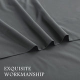 3 Piece Bed Sheet Set- Bedding Sheets & Pillowcases -Breathable Bedding - Wrinkle, Fade, Stain Resistant-Deep Pocket Flat Fitted Bed Sheet Set(Dark gray,Single)
